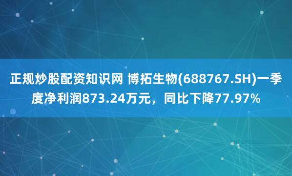 正规炒股配资知识网 博拓生物(688767.SH)一季度净利润873.24万元，同比下降77.97%